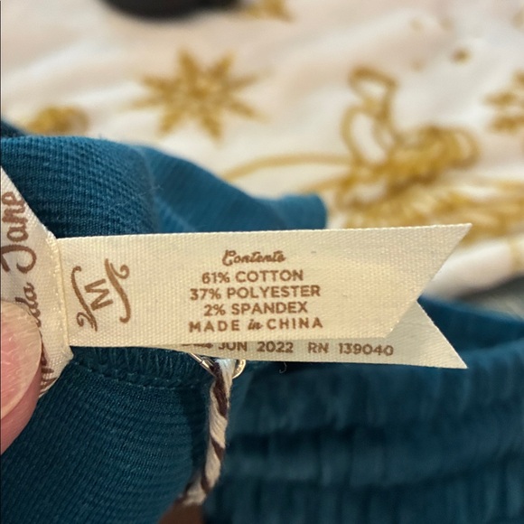 NWT Matilda Jane Dark Teal Velour Crop Pant Drawstring Waist Tulip Cuffs - Picture 11 of 11